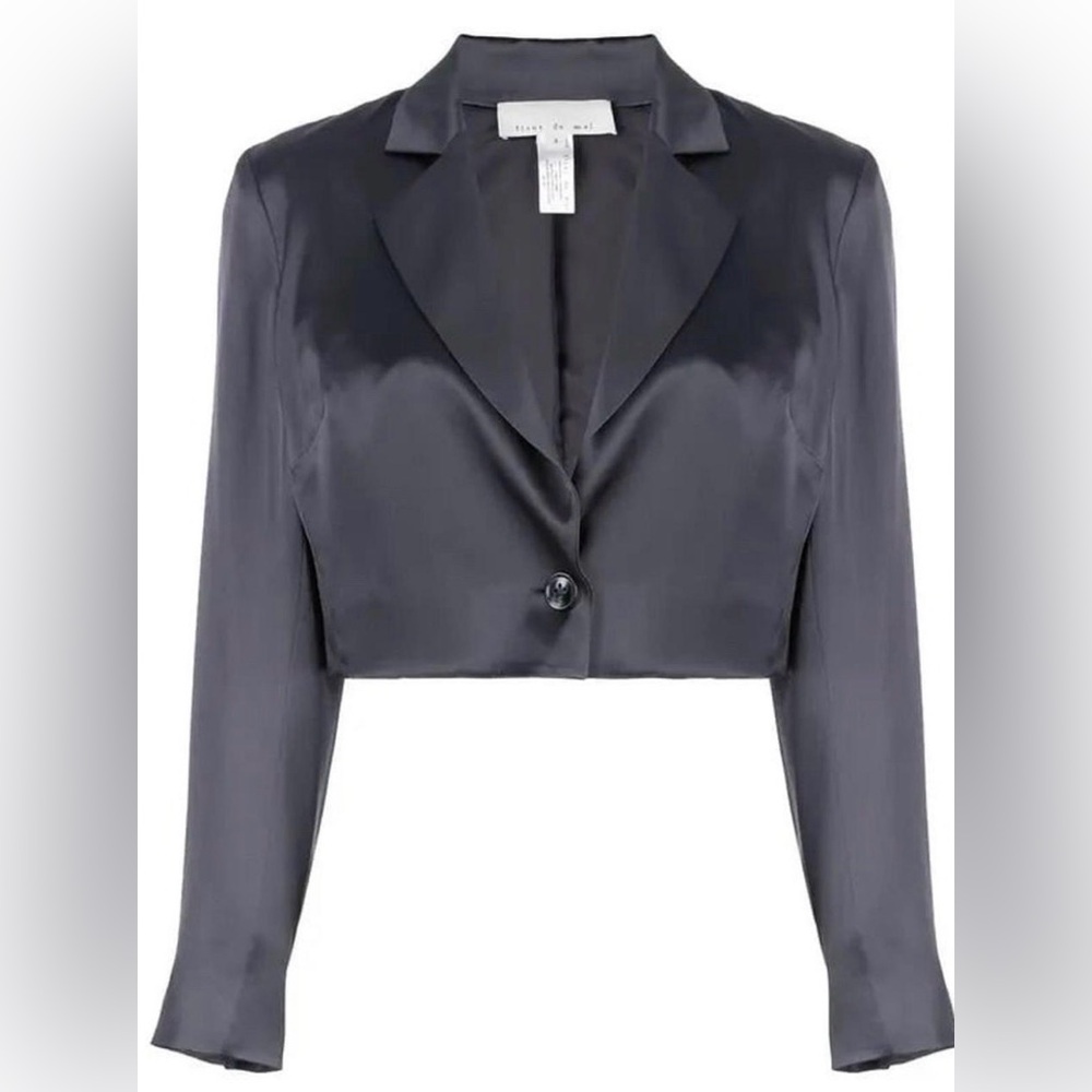 NWT Fleur du Mal Obsidian Silk Set- Cropped Blazer and Pants